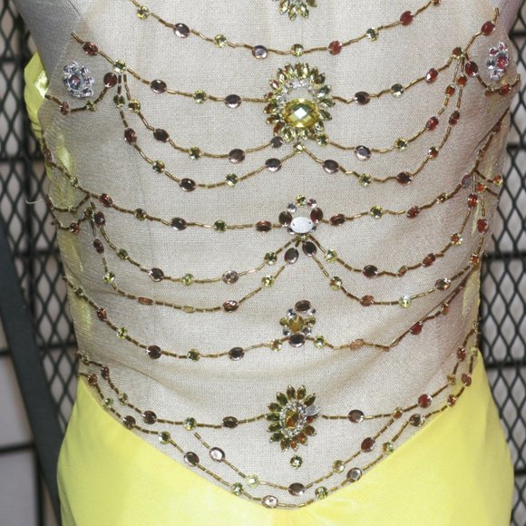 Sunshine Yellow Gown with Jewelled Sheer Back - Picture 8 of 11